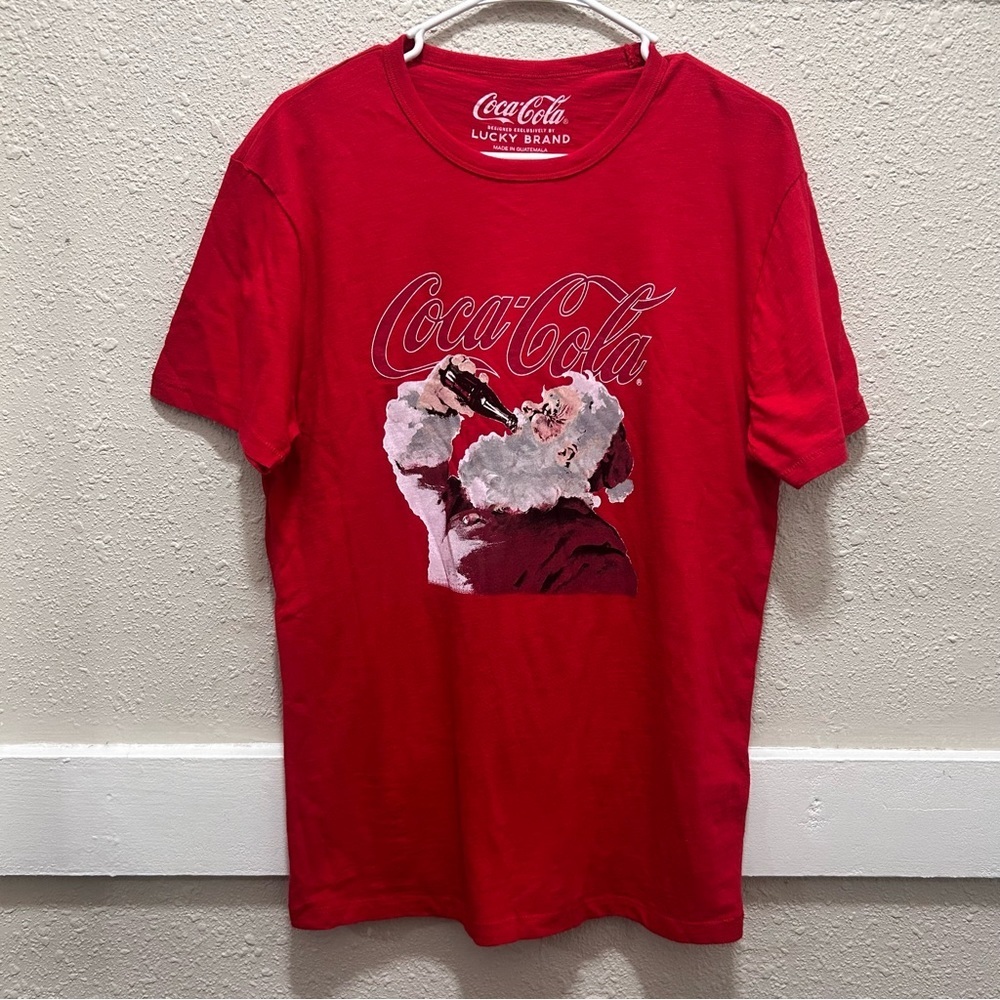 Lucky Brand Coca Cola Santa Red Graphic Tee Medium
